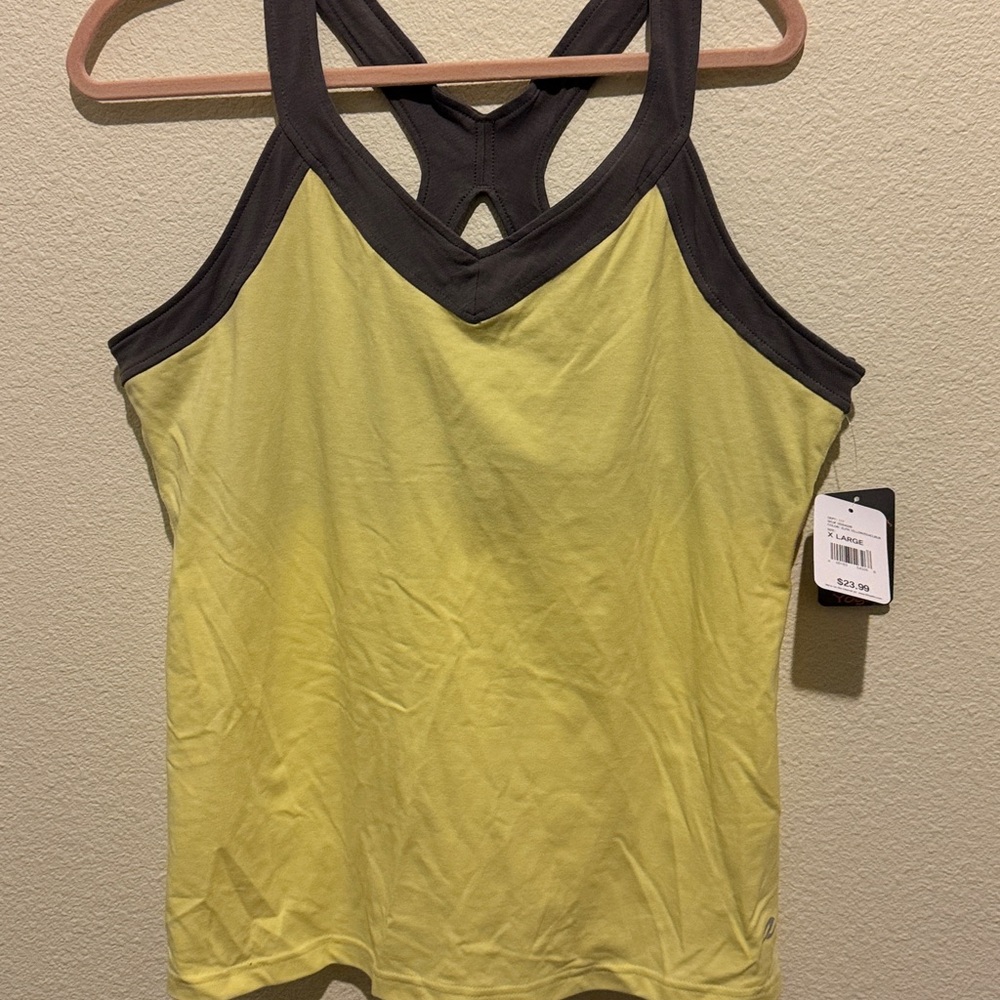 Lime Green Racerback Tank with Charcoal Trim